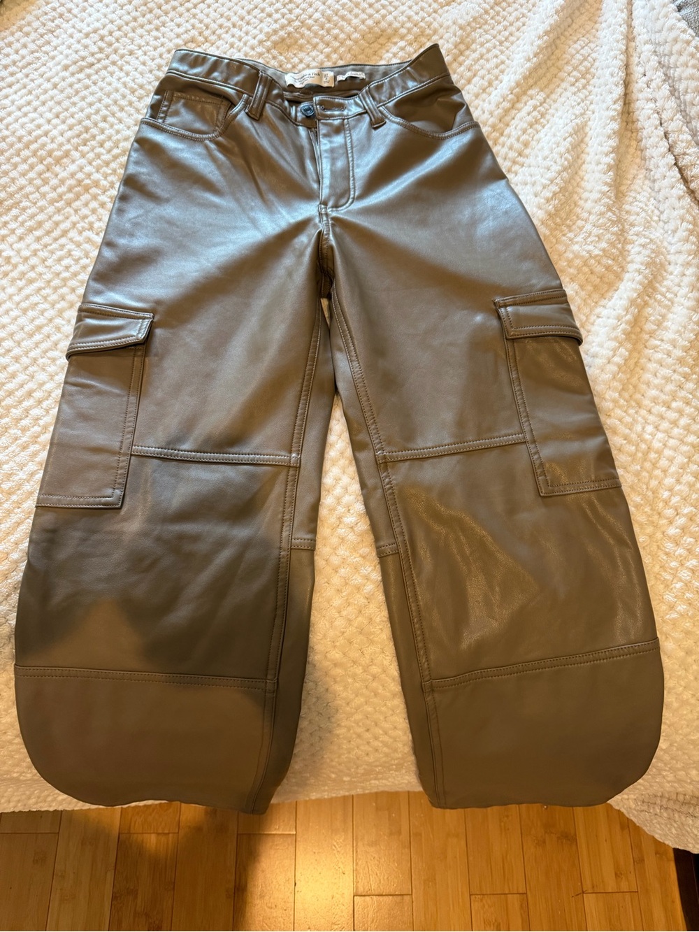 Abercrombie & Fitch Olive Green Leather Cargo Pants